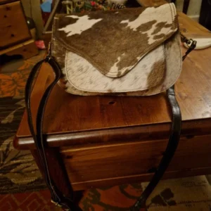 Genuine Cowhide Crossbody Bag – Western Leather Cowgirl Purse with Adjustable Strap
