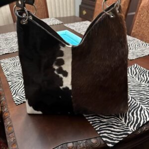 Genuine Cowhide Hobo Bag – Hair-On Leather Western Shoulder Bag